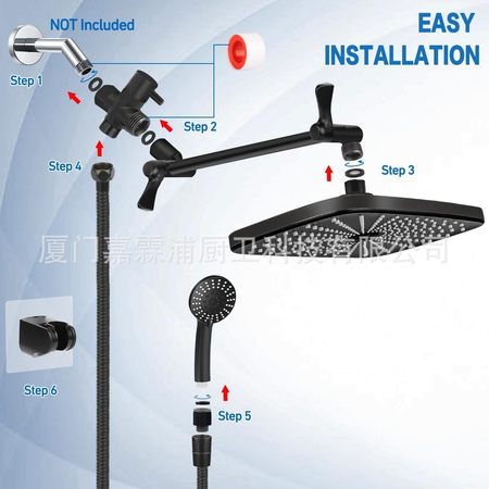 6-Function American Handheld Shower Set with 12-Inch Rainfall Showerhead for Pressurized Shower
