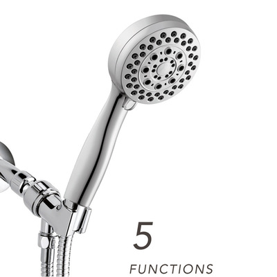 嘉霖浦美式全电镀面花洒套装 淋浴三通支臂座软管增压多功能花洒套装