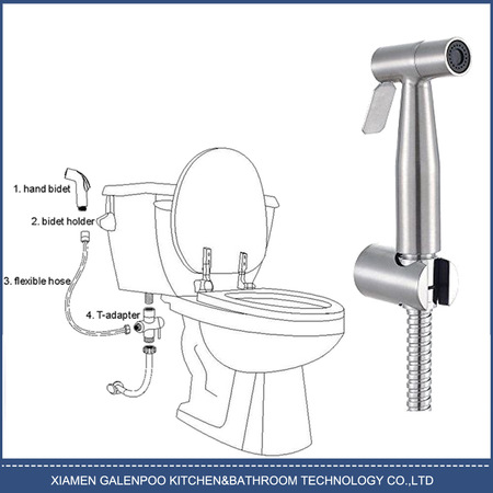 Stainless Steel Spray Gun with All - Copper Three - Way High - Pressure Valve, Toilet Flushing Wall