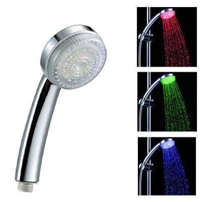  温控三色花洒头 led淋浴小花洒 外贸礼品小花洒