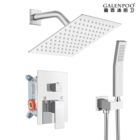 8-Inch Rain Shower System with Handheld and Pressure Balance Valve